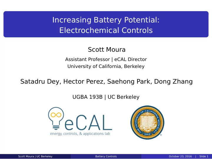 increasing battery potential electrochemical controls