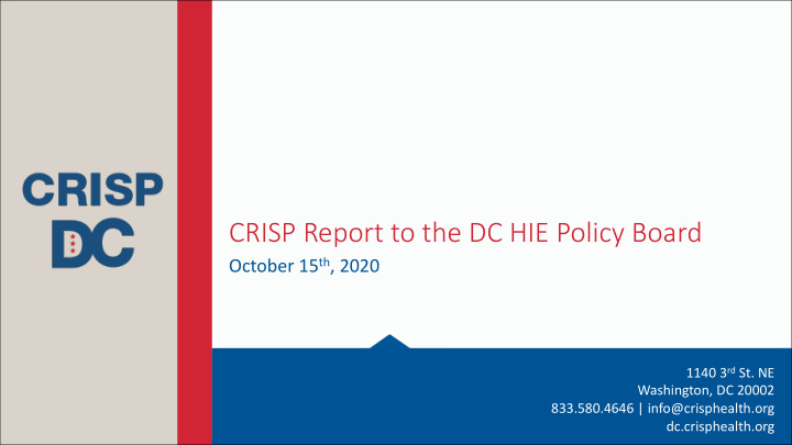 crisp report to the dc hie policy board