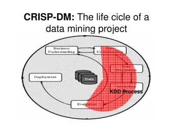 CRISP-DM: The life cicle of a  data mining project  KDD Process  Business understanding