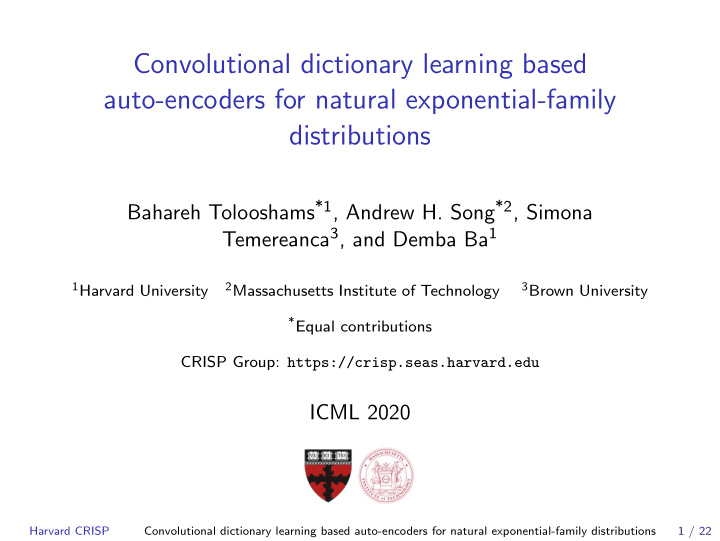 convolutional dictionary learning based auto encoders for