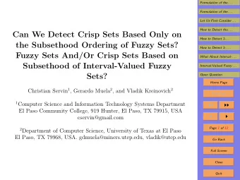 Can We Detect Crisp Sets Based Only on  How to Detect 1- . . .  the Subsethood Ordering of Fuzzy