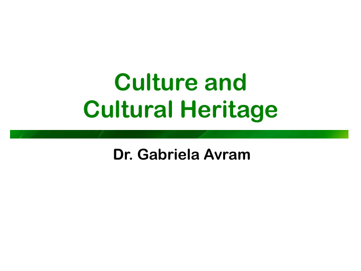 culture and cultural heritage