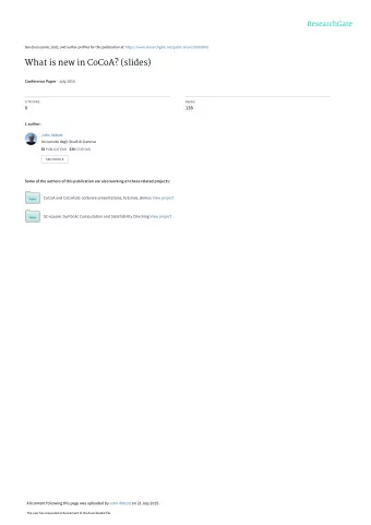 What is new in CoCoA? (slides) Conference Paper  July 2015  CITATIONS  READS  0  138  1 author: