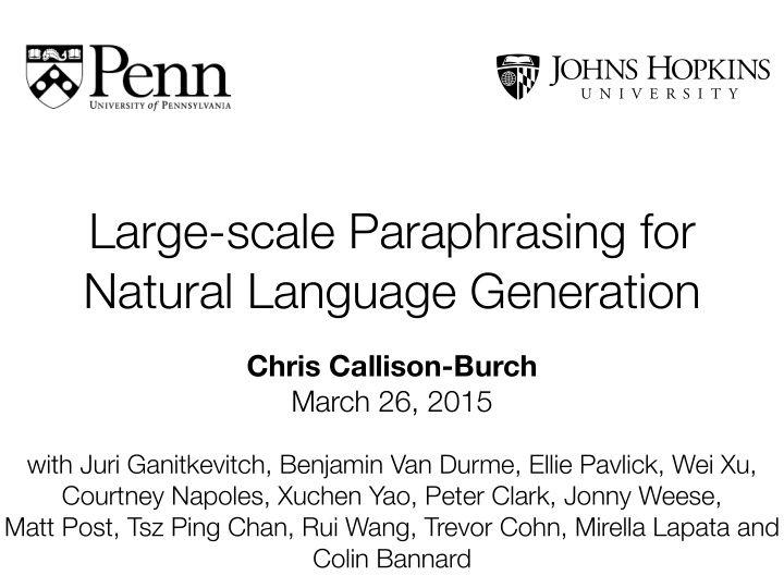 large scale paraphrasing for natural language generation