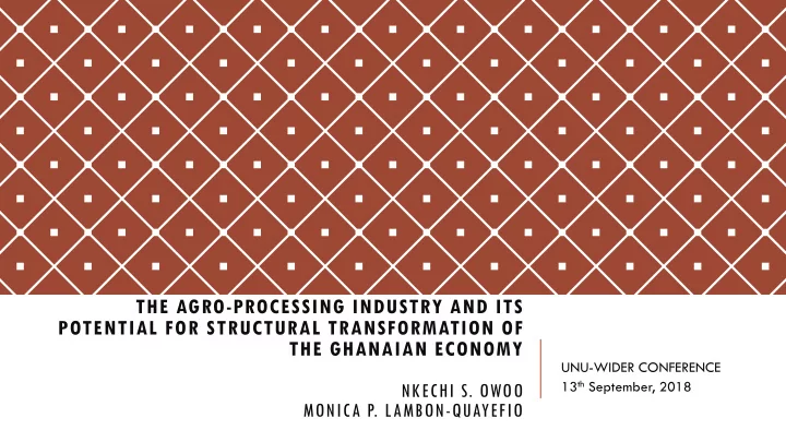 potential for structural transformation of the ghanaian