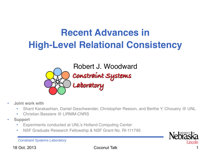 recent advances in high level relational consistency