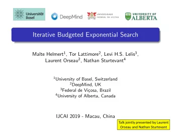 Iterative Budgeted Exponential Search Malte Helmert 1 , Tor Lattimore 2 , Levi H.S. Lelis 3 ,