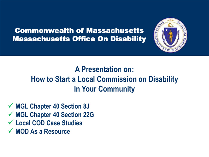 a presentation on how to start a local commission on