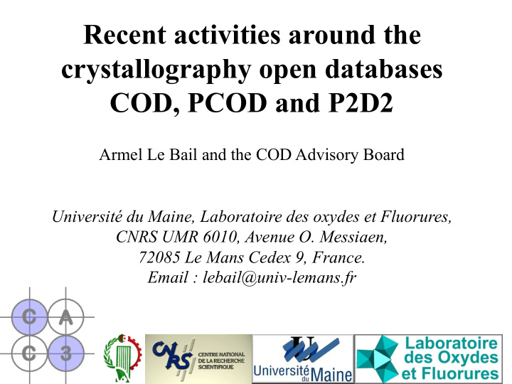 recent activities around the crystallography open