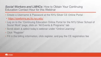 Social Workers and LMHCs : How to Obtain Your Continuing  Education Contact Hour for this Webinar