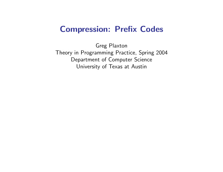 compression prefix codes