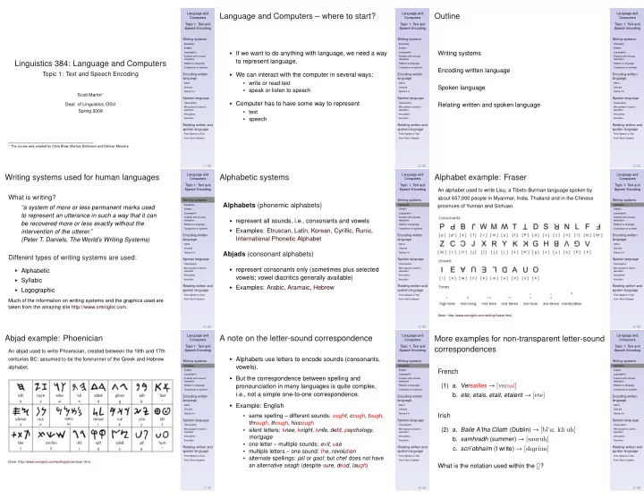language and computers where to start outline