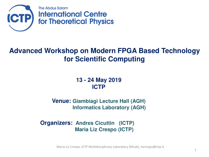 advanced workshop on modern fpga based technology for