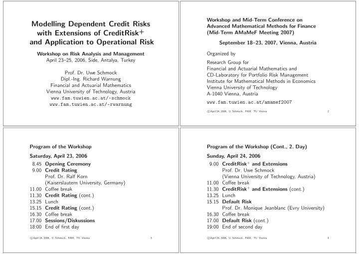 modelling dependent credit risks