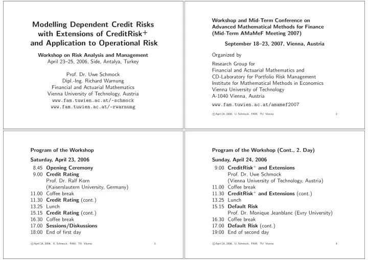 modelling dependent credit risks