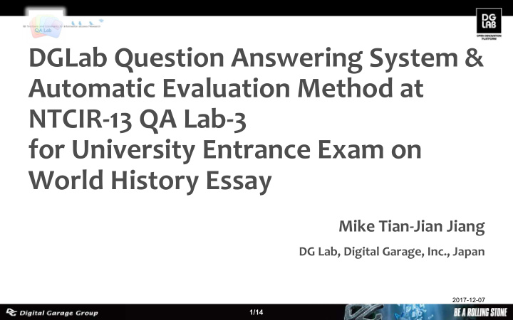 dglab question answering system automatic evaluation