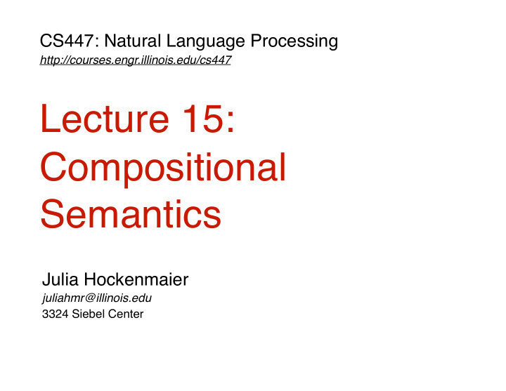 lecture 15 compositional semantics
