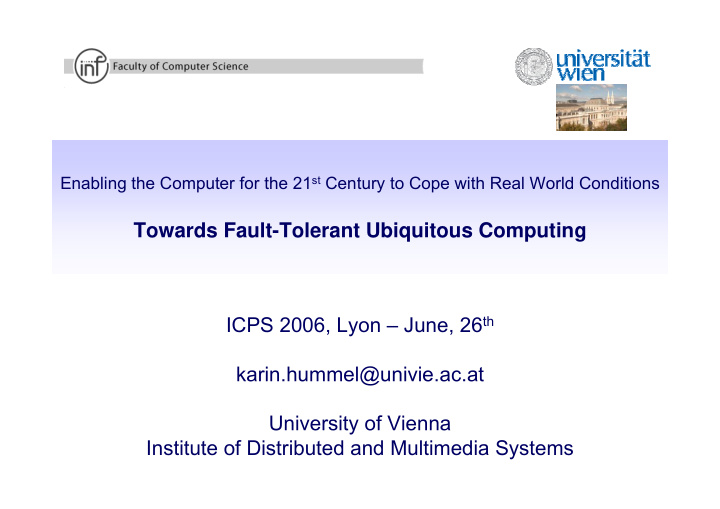 towards fault tolerant ubiquitous computing