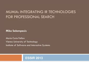 Mike Salampasis  Marie Curie Fellow  Vienna University of Technology  Institute of Software and