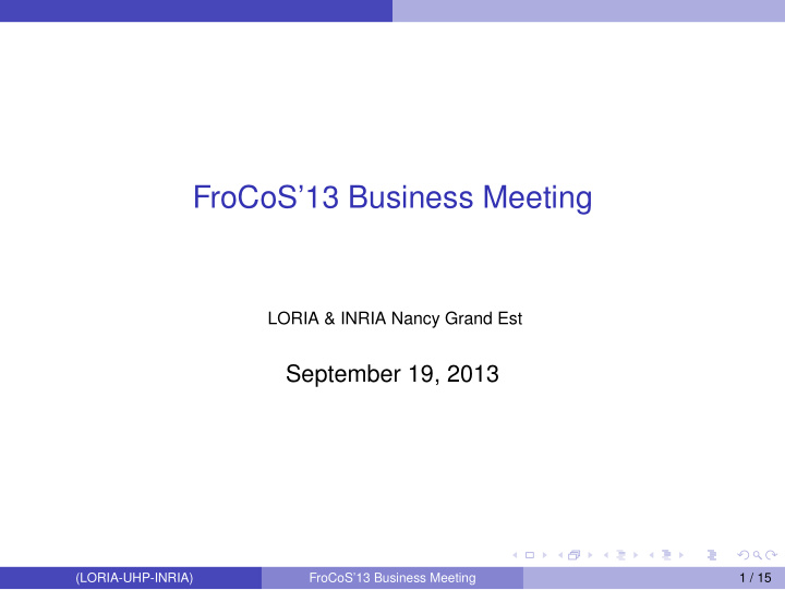 frocos 13 business meeting