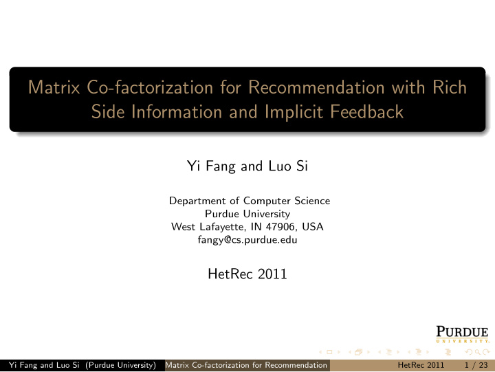 matrix co factorization for recommendation with rich side