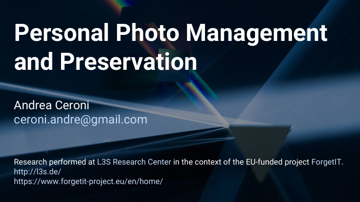 personal photo management and preservation