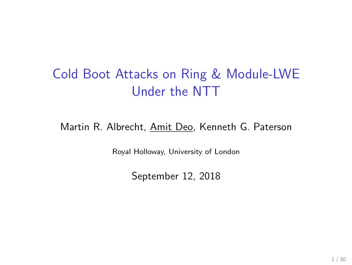 cold boot attacks on ring module lwe under the ntt