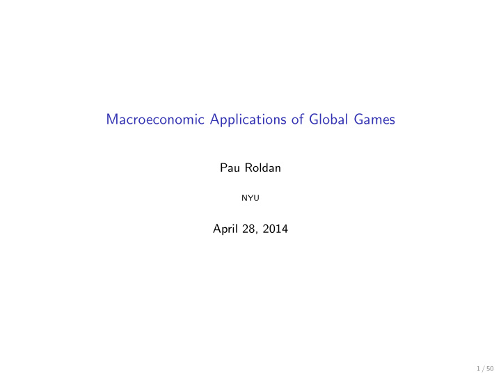 macroeconomic applications of global games