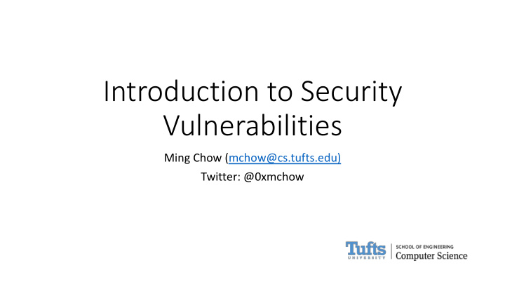 introduction to security vulnerabilities