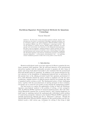 Euclidean-Signature Semi-Classical Methods for Quantum  Cosmology  Vincent Moncrief Abstract. We