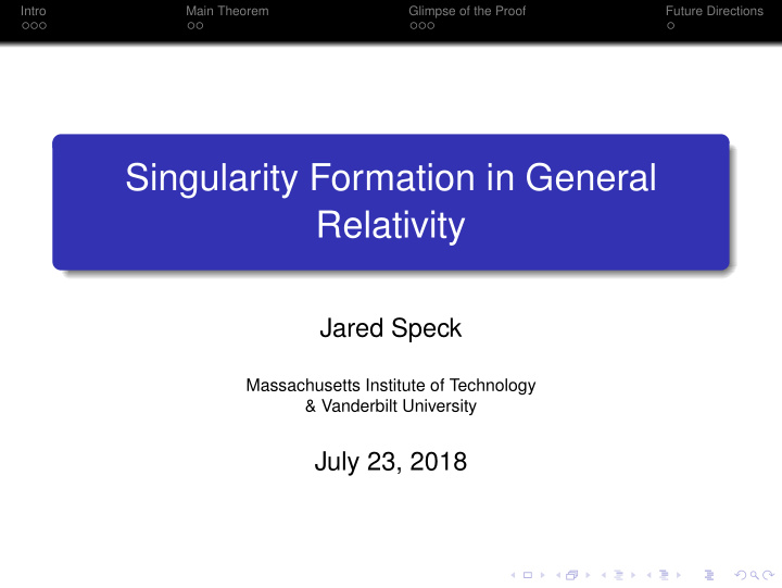 singularity formation in general relativity
