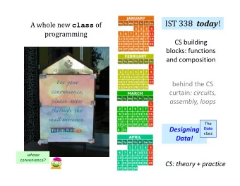 IST 338 today ! A whole new class of  programming  CS building  blocks: functions  and composition