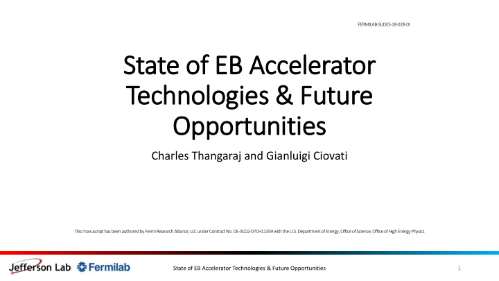 state of eb accelerator technologies future opportunities