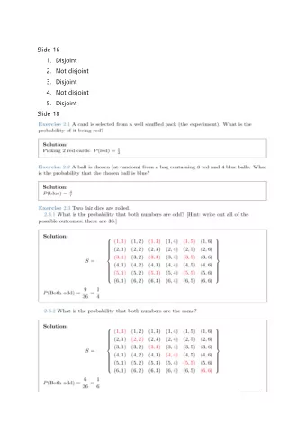 Slide 16 1. Disjoint 2. Not disjoint 3. Disjoint 4. Not disjoint 5. Disjoint  Slide 18  Slide 25
