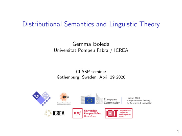 distributional semantics and linguistic theory