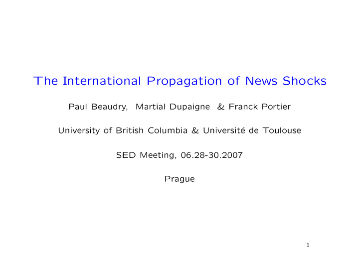 the international propagation of news shocks