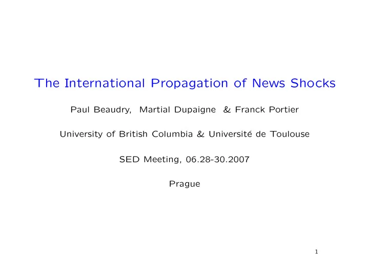 the international propagation of news shocks