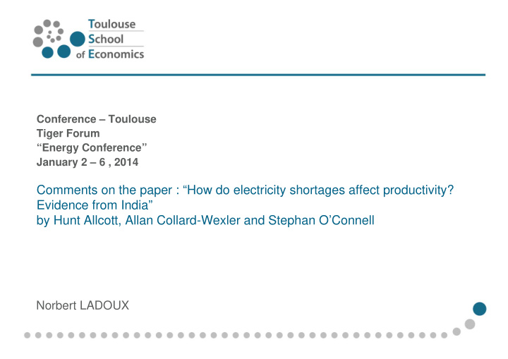 comments on the paper how do electricity shortages affect