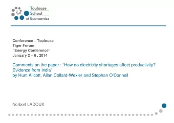 Comments on the paper : How do electricity shortages affect productivity?  Evidence from