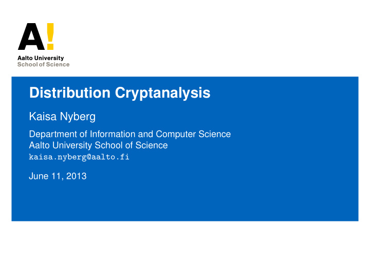 distribution cryptanalysis