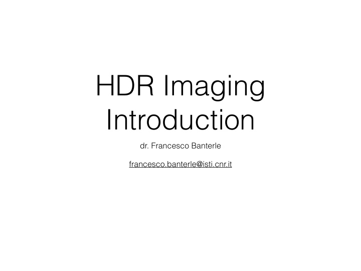 hdr imaging introduction