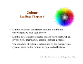 Colour  Reading: Chapter 6   Light is produced in different amounts at different  wavelengths by
