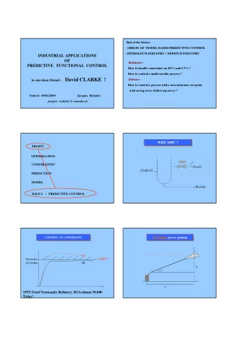 to our dear friend : David CLARKE  !  .Defence :  How to control a process with a non stationary