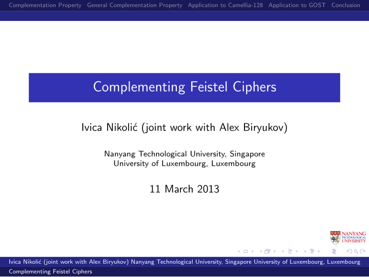 complementing feistel ciphers