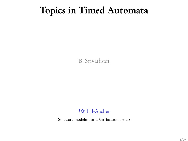 topics in timed automata