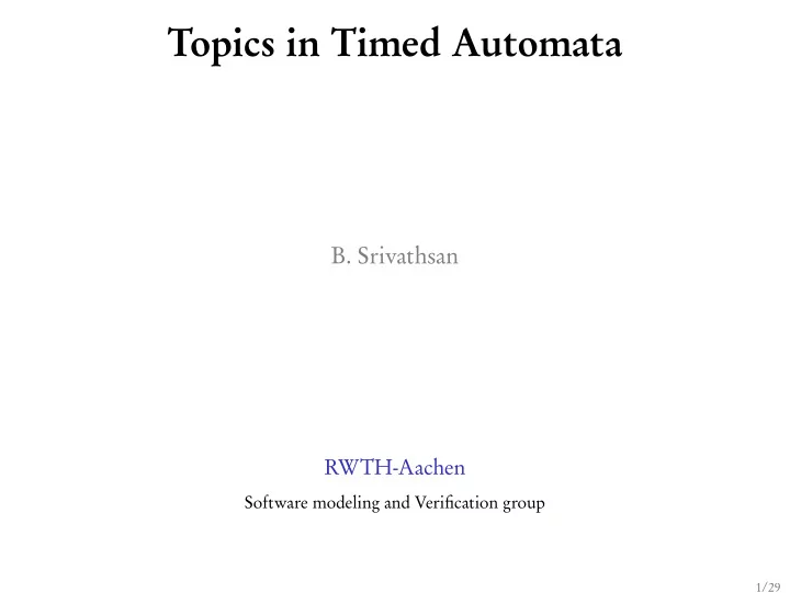 topics in timed automata