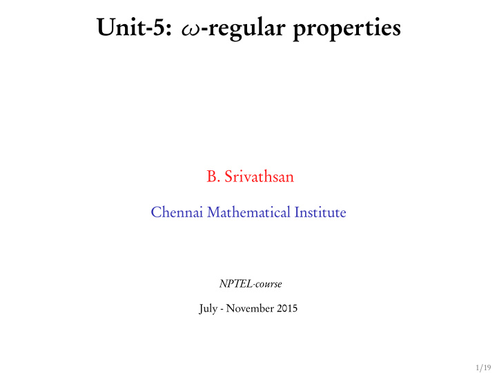 unit 5 regular properties