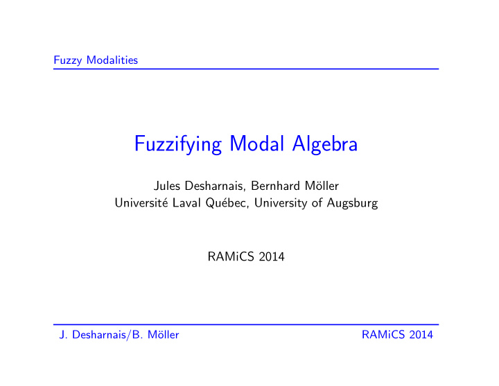 fuzzifying modal algebra