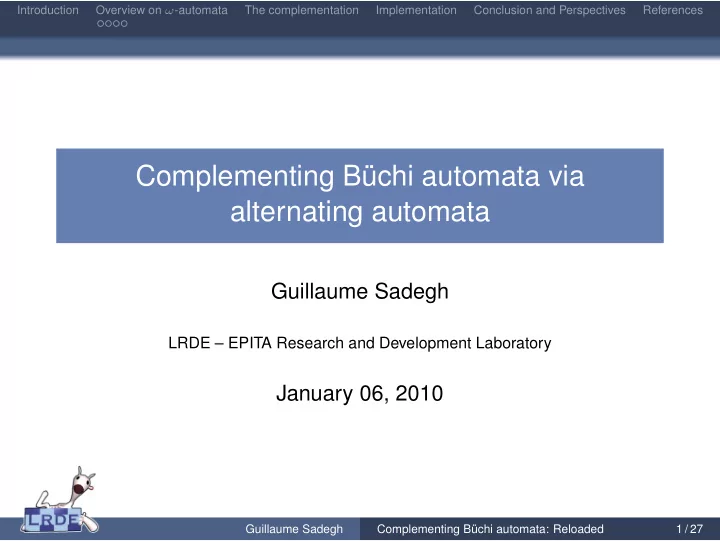 complementing b chi automata via alternating automata