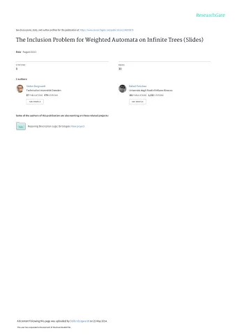 The Inclusion Problem for Weighted Automata on Infinite Trees (Slides) Data  August 2011